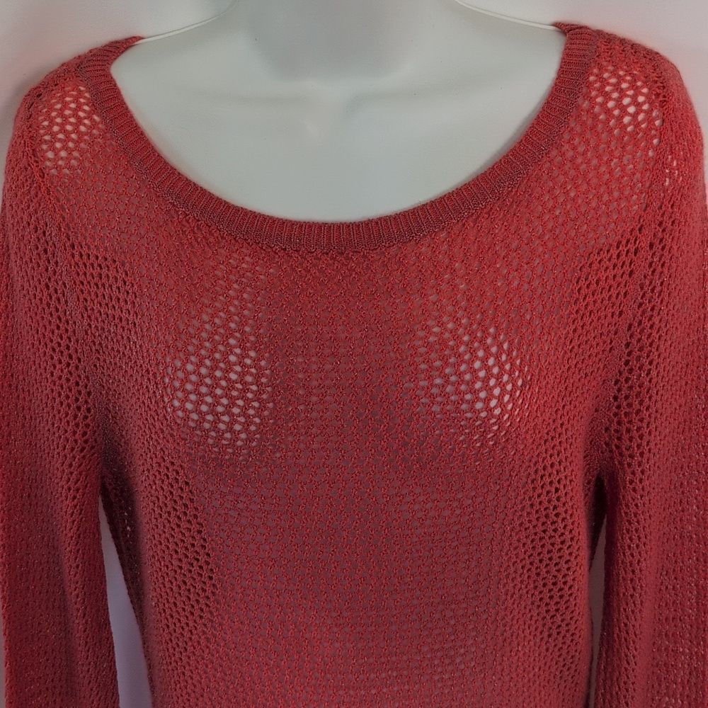 BCBGMaxAzria Red Mesh Knit Sweater